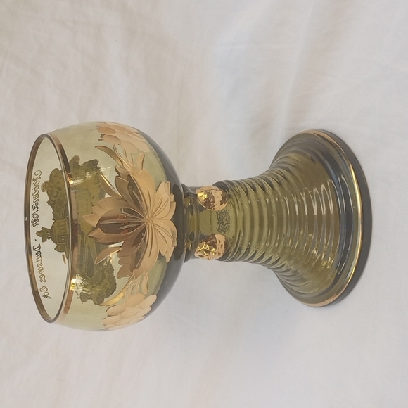 Vintage  Rhine Roemer Wine Glass Green Gold Beehive Souvenir Germany - Picture 3 of 10